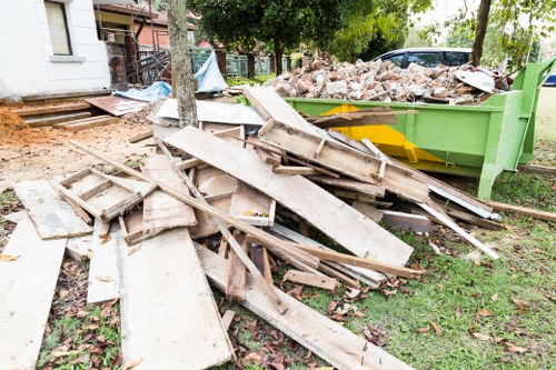 Construction site with waste clearance in Crouch End